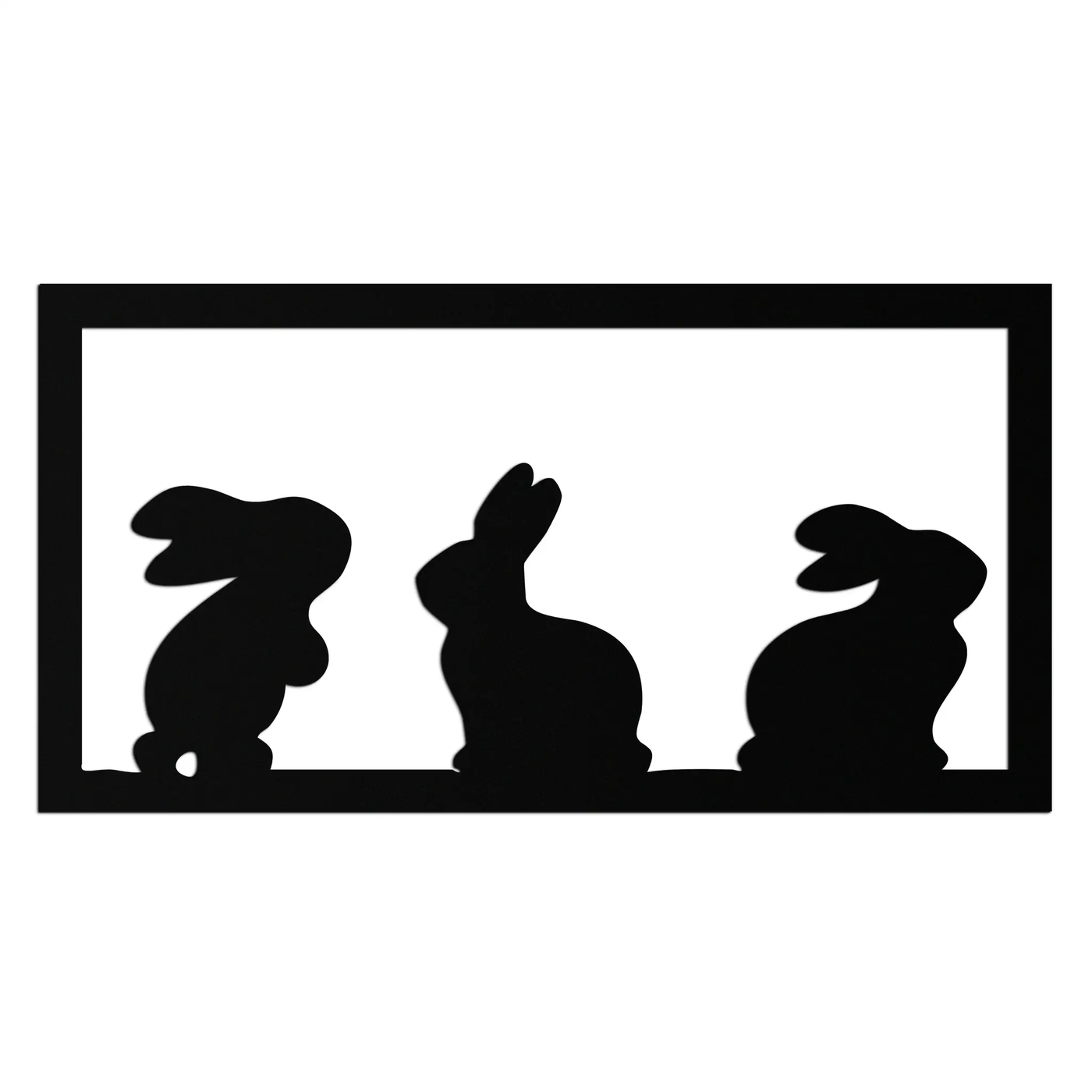 Three Bunny Silhouette Metal Wall Art – Minimalist Black Animal Decor for Nursery and Home- KAF551 by Enova Art