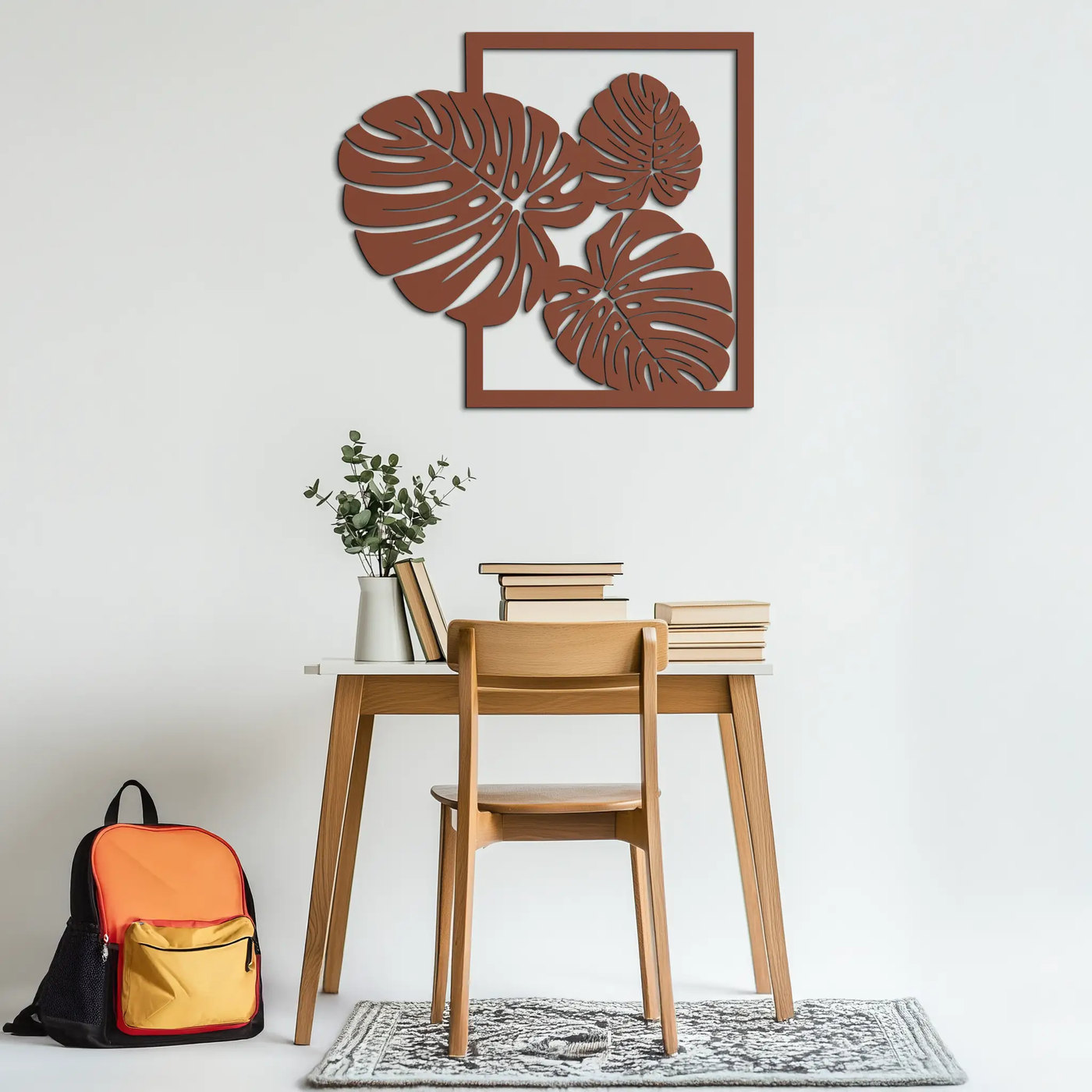 Monstera Leaf Metal Wall Art – Modern Tropical Black Wall Decor for Living Room- KAF552 by Enova Art