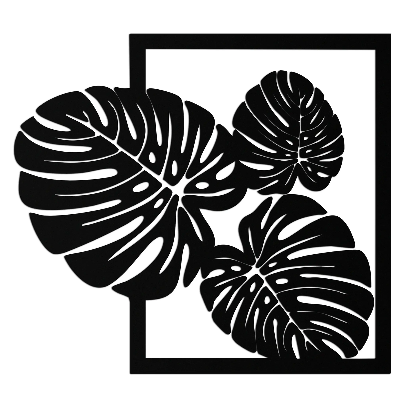 Monstera Leaf Metal Wall Art – Modern Tropical Black Wall Decor for Living Room- KAF552 by Enova Art