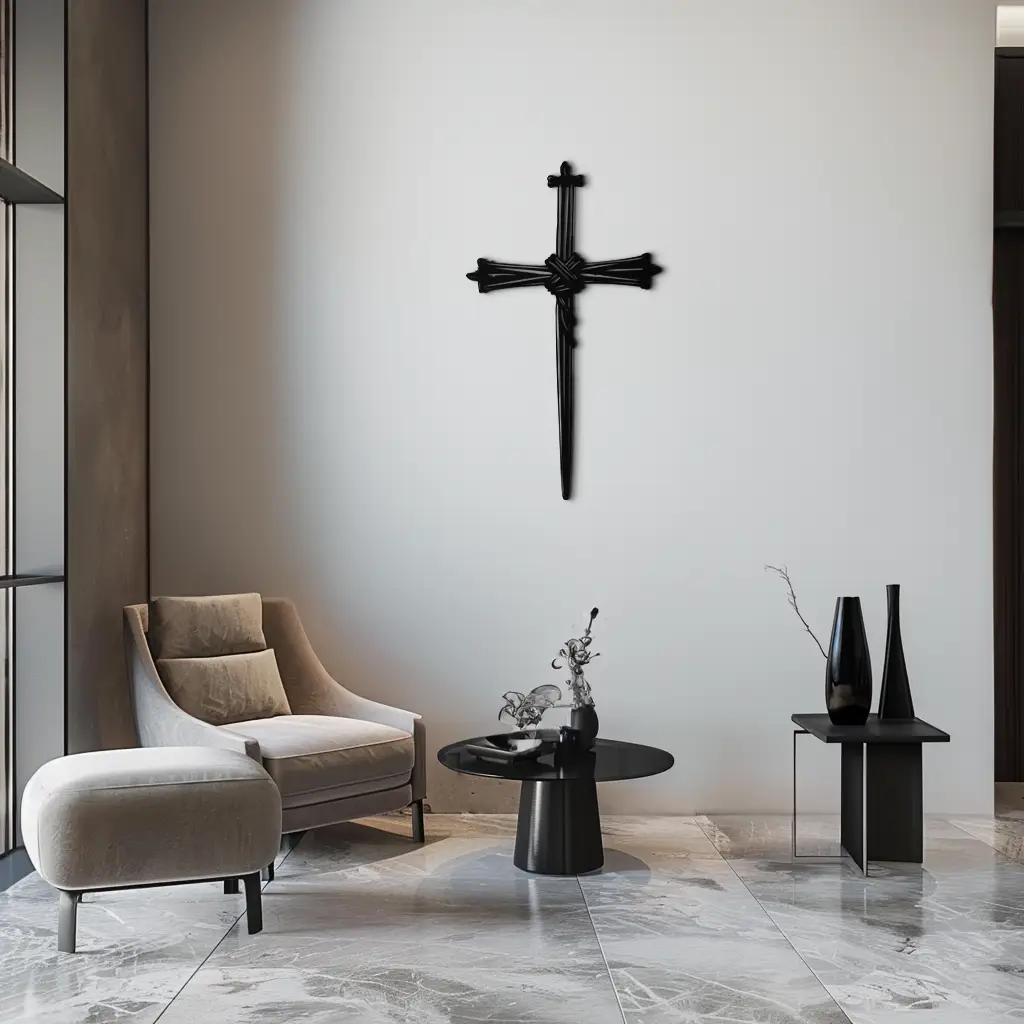 Christian Barbed Wire Cross Metal Wall Art – Religious Rustic Home Decor- KAF553 by Enova Art