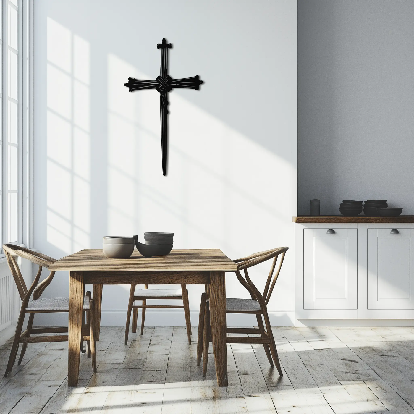 Christian Barbed Wire Cross Metal Wall Art – Religious Rustic Home Decor- KAF553 by Enova Art