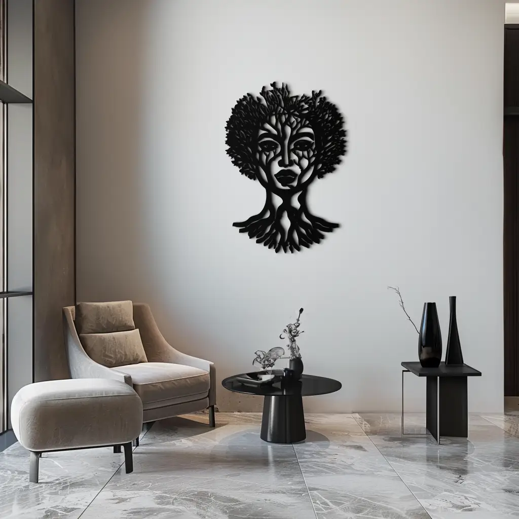 Monstera Leaf Trio Metal Wall Art – Modern Botanical Black Wall Decor- KAF554 by Enova Art