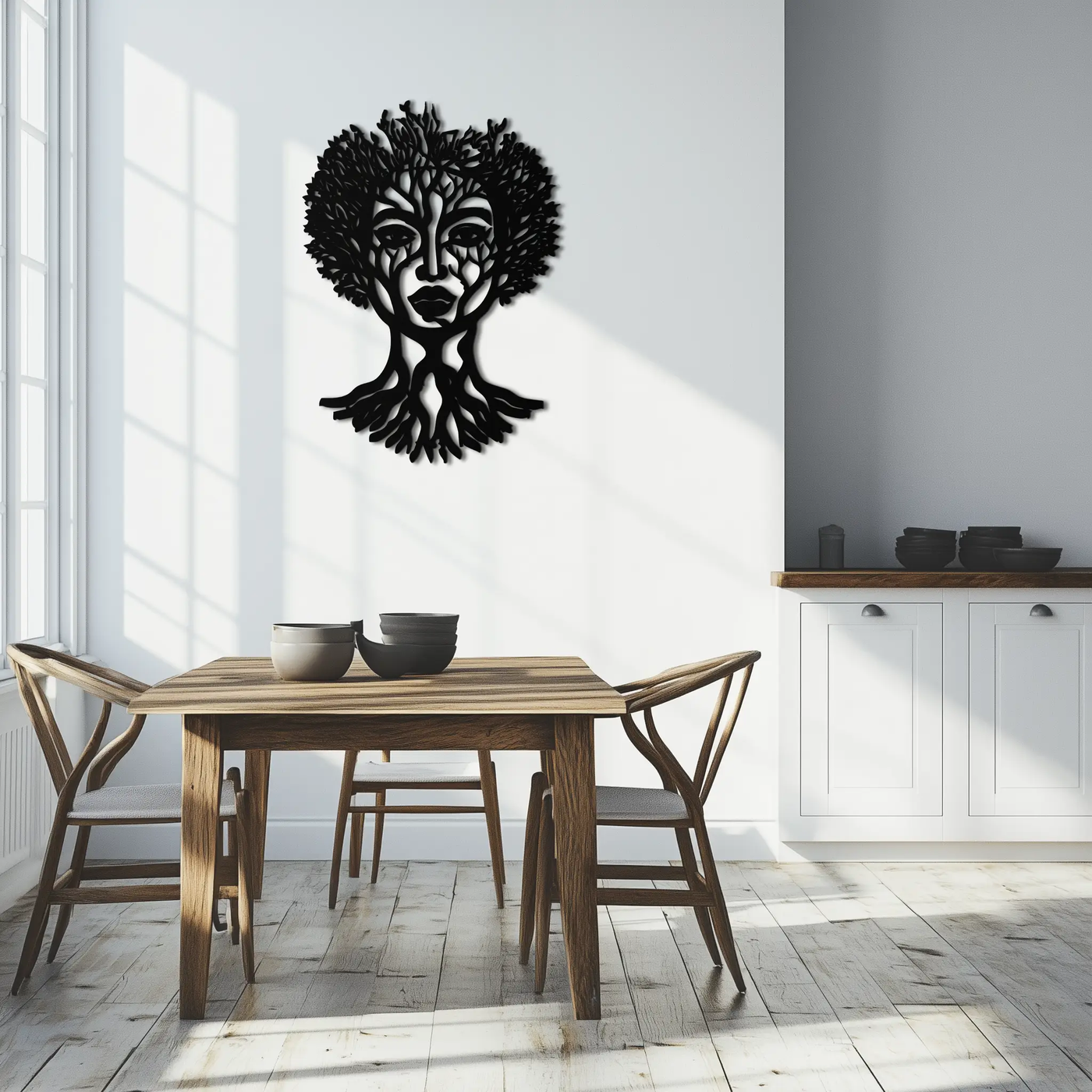 Monstera Leaf Trio Metal Wall Art – Modern Botanical Black Wall Decor- KAF554 by Enova Art