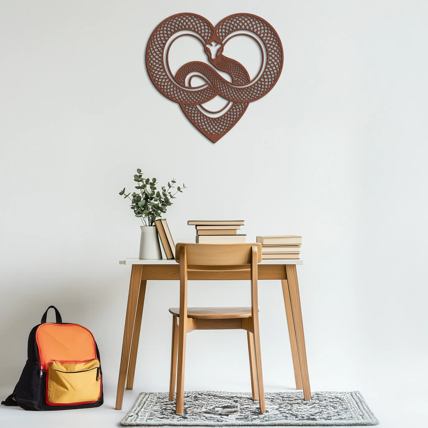 Snake Heart Metal Wall Art – Modern Black Snake Wall Decor for Home and Office- KAF555 by Enova Art