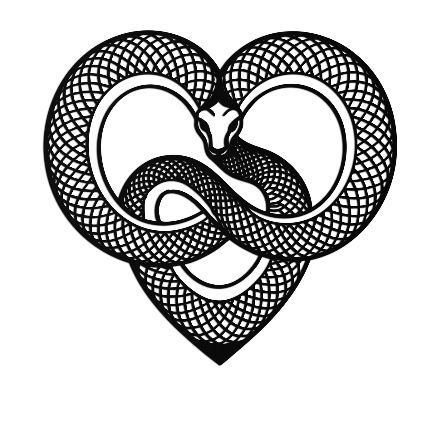Snake Heart Metal Wall Art – Modern Black Snake Wall Decor for Home and Office- KAF555 by Enova Art