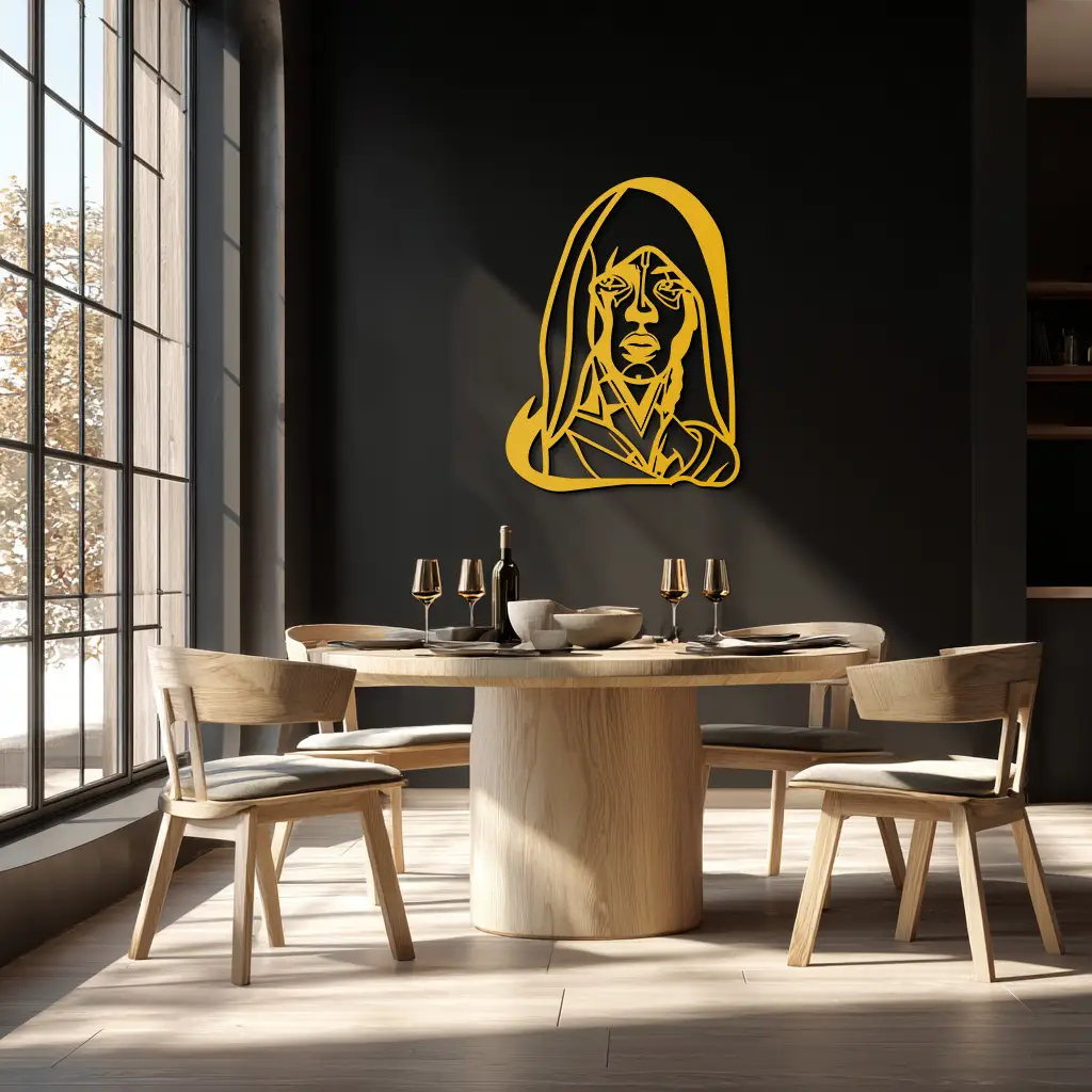 Abstract Tribal Woman Metal Wall Art – Modern Black Silhouette Home Decor- KAF559 by Enova Art