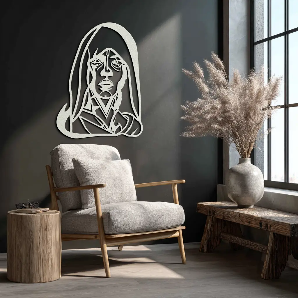 Abstract Tribal Woman Metal Wall Art – Modern Black Silhouette Home Decor- KAF559 by Enova Art