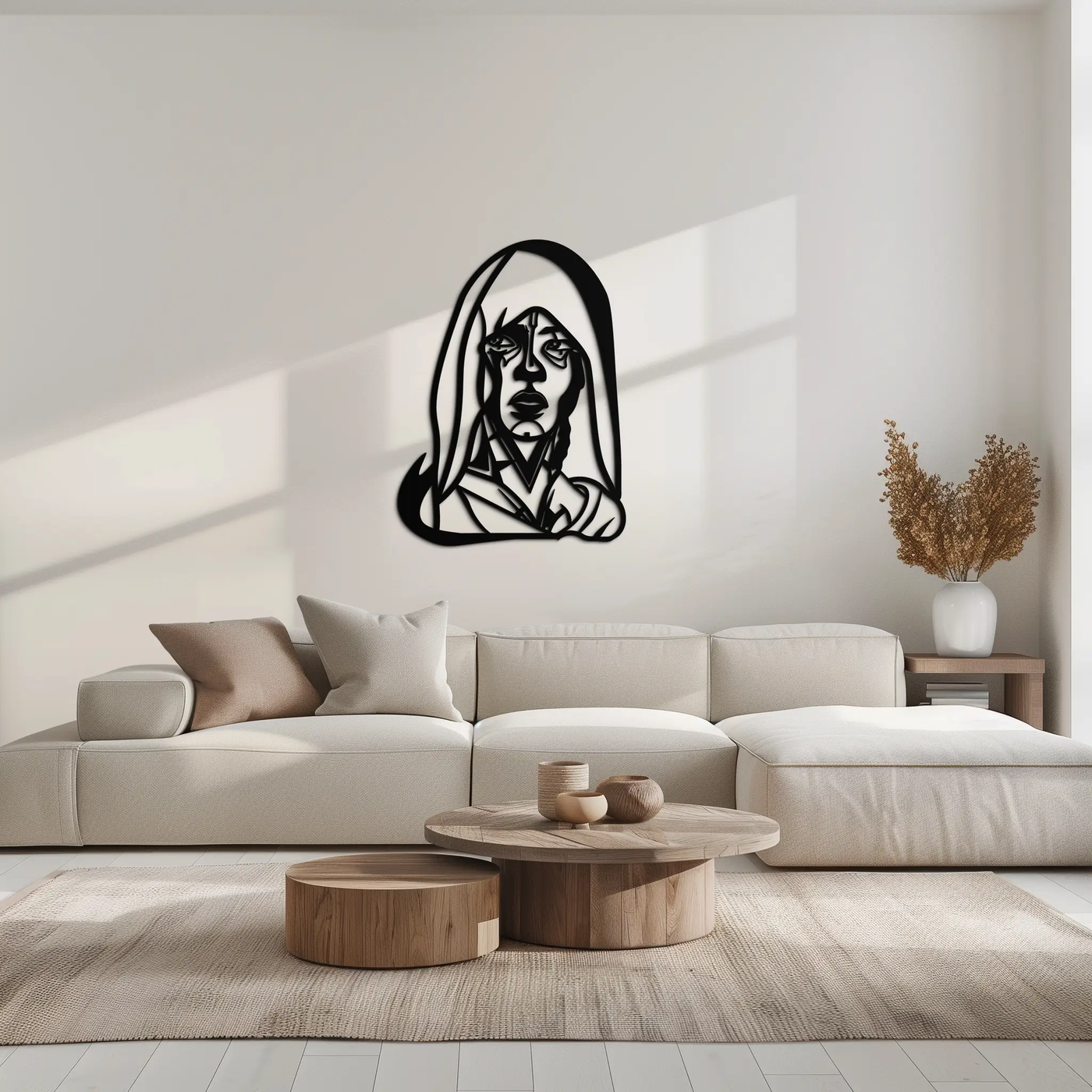 Abstract Tribal Woman Metal Wall Art – Modern Black Silhouette Home Decor- KAF559 by Enova Art