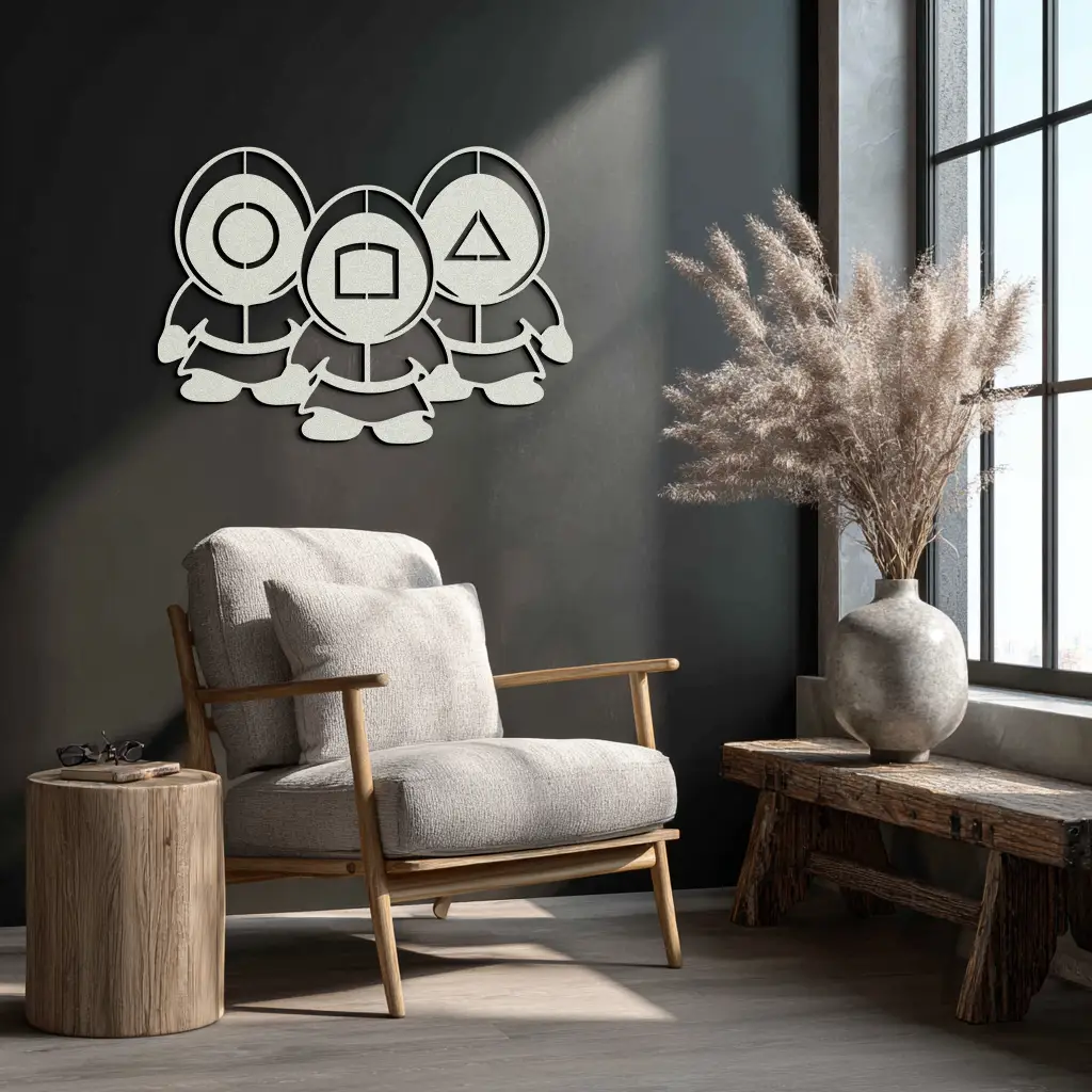 Squid Game Guards Metal Wall Art – Minimalist Black Home Decor- KAF561 by Enova Art