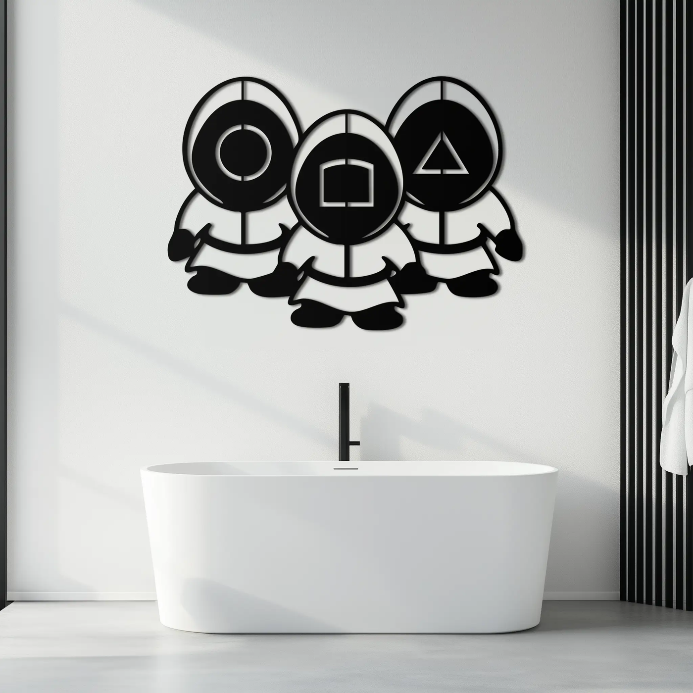 Squid Game Guards Metal Wall Art – Minimalist Black Home Decor- KAF561 by Enova Art
