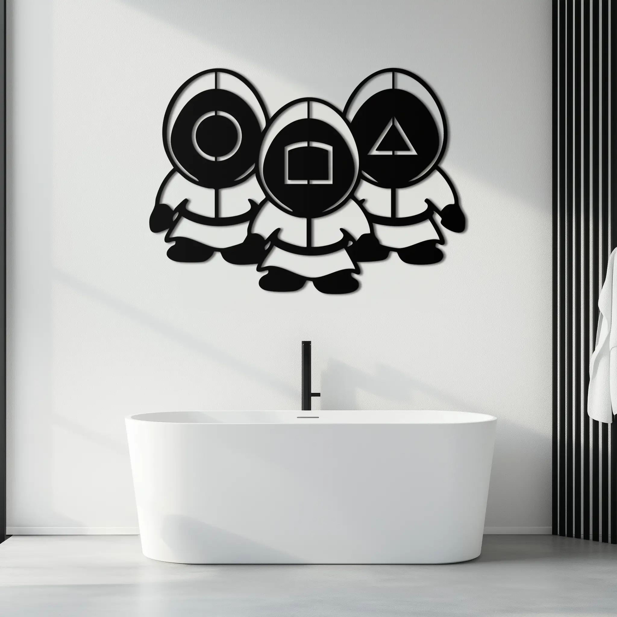 Squid Game Guards Metal Wall Art – Minimalist Black Home Decor- KAF561 by Enova Art
