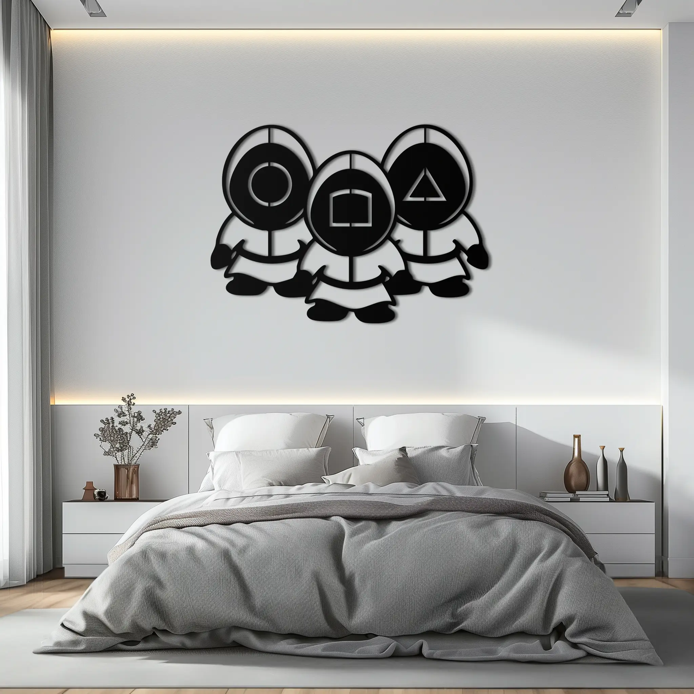 Squid Game Guards Metal Wall Art – Minimalist Black Home Decor- KAF561 by Enova Art