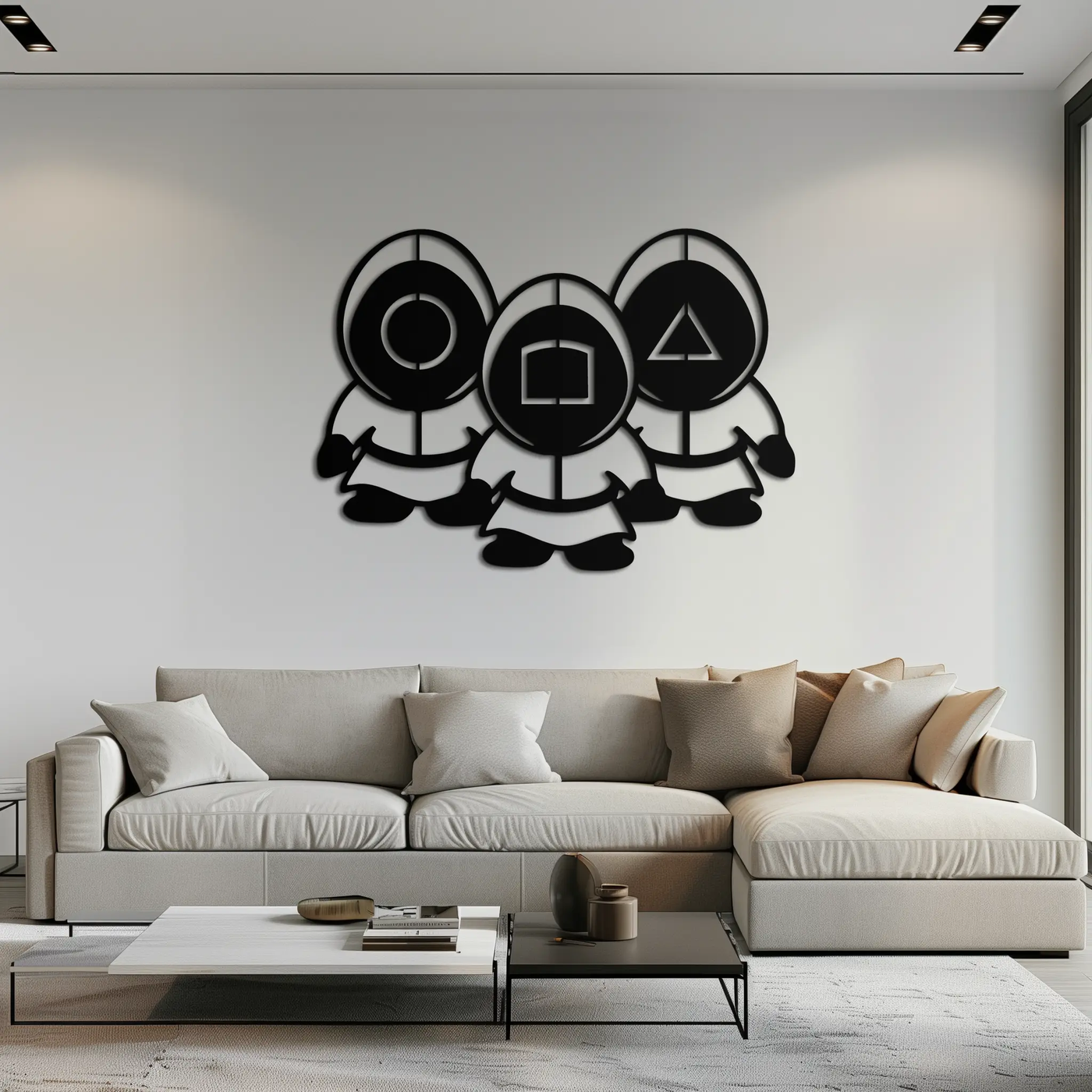 Squid Game Guards Metal Wall Art – Minimalist Black Home Decor- KAF561 by Enova Art
