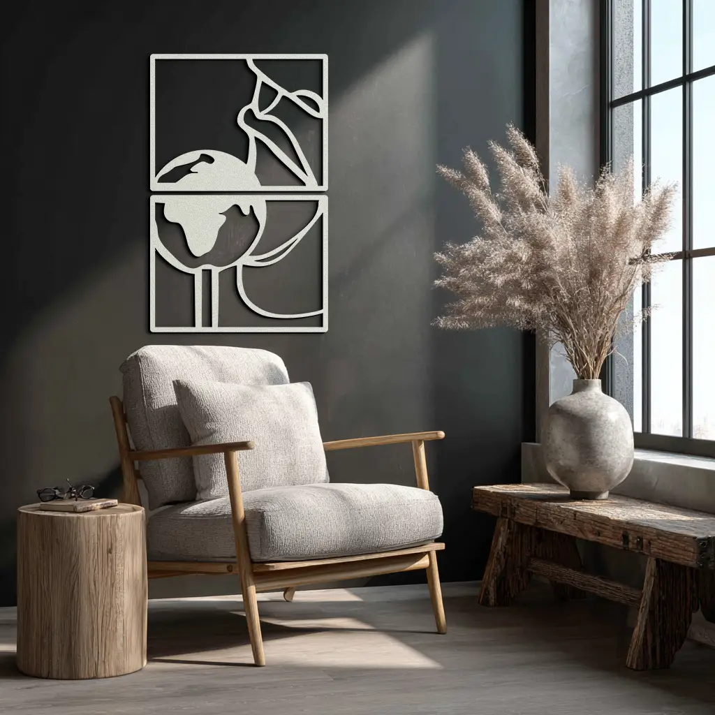 Sensual Earth Kiss Metal Wall Art – Modern Two-Panel Minimalist Decor- KAF564 by Enova Art