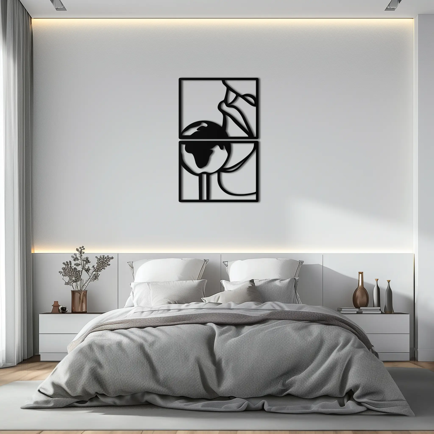 Sensual Earth Kiss Metal Wall Art – Modern Two-Panel Minimalist Decor- KAF564 by Enova Art