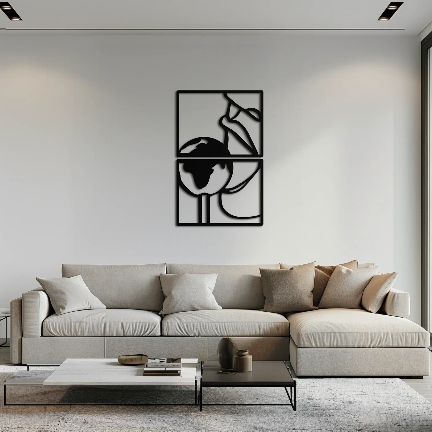 Sensual Earth Kiss Metal Wall Art – Modern Two-Panel Minimalist Decor- KAF564 by Enova Art