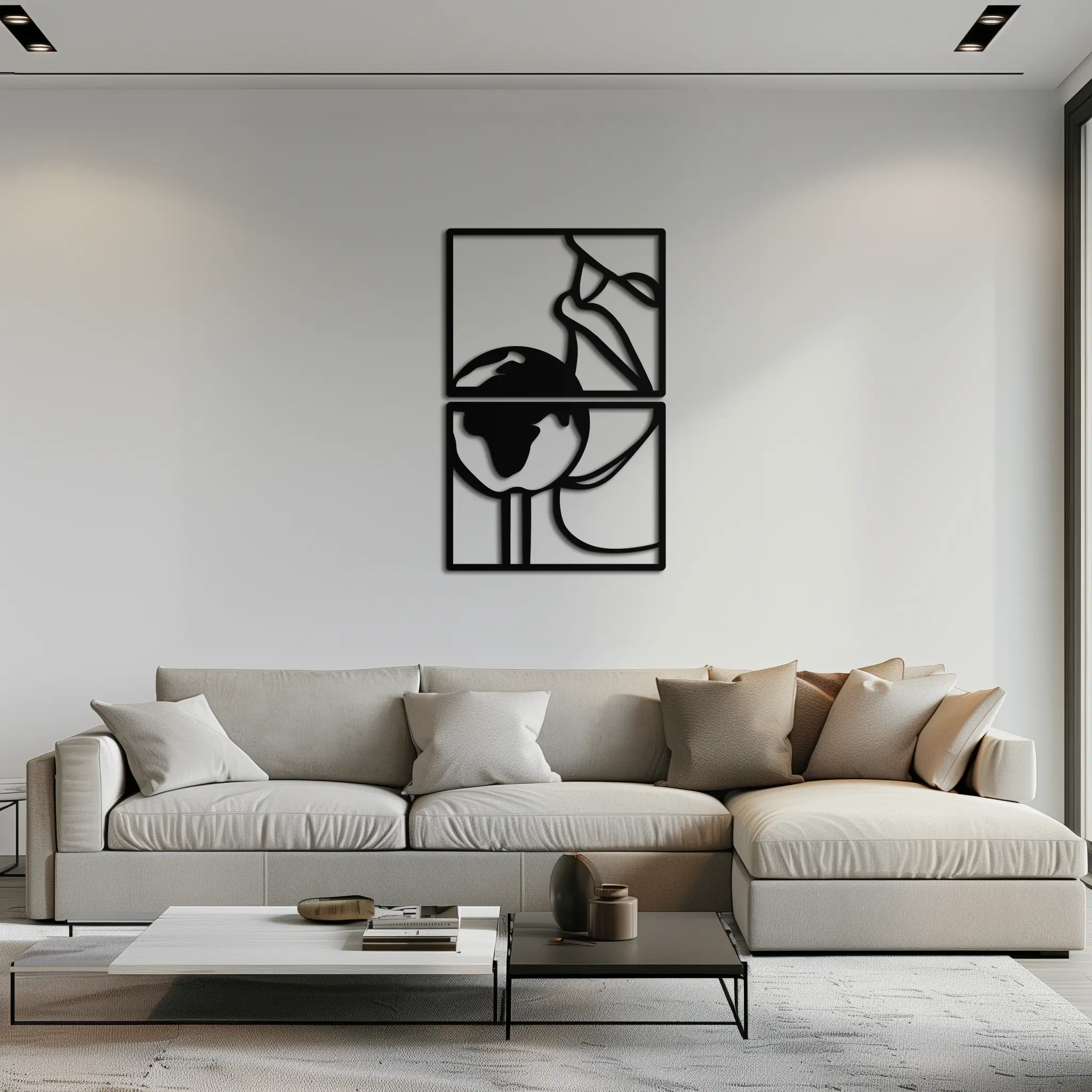 Sensual Earth Kiss Metal Wall Art – Modern Two-Panel Minimalist Decor- KAF564 by Enova Art