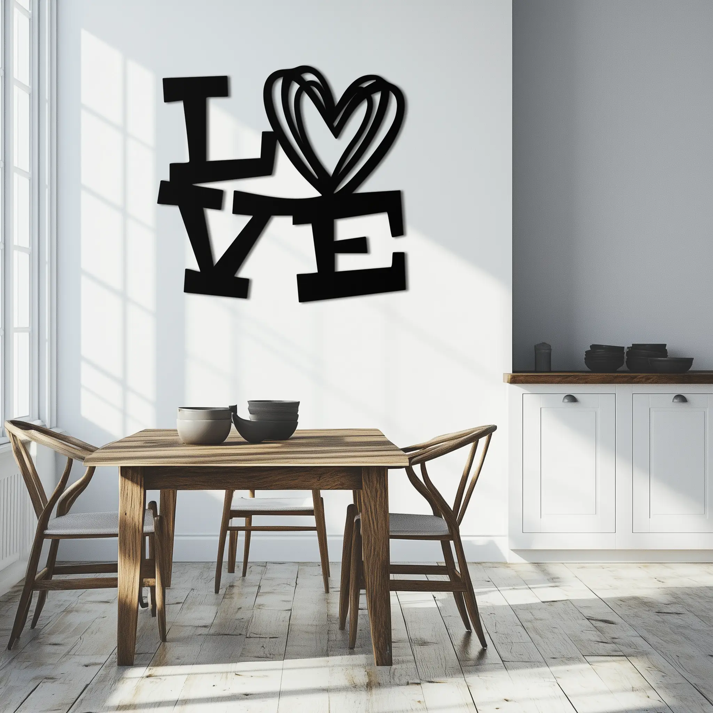 LOVE Heart Modern Metal Wall Art – Romantic Black Metal Wall Decor- KAF566 by Enova Art