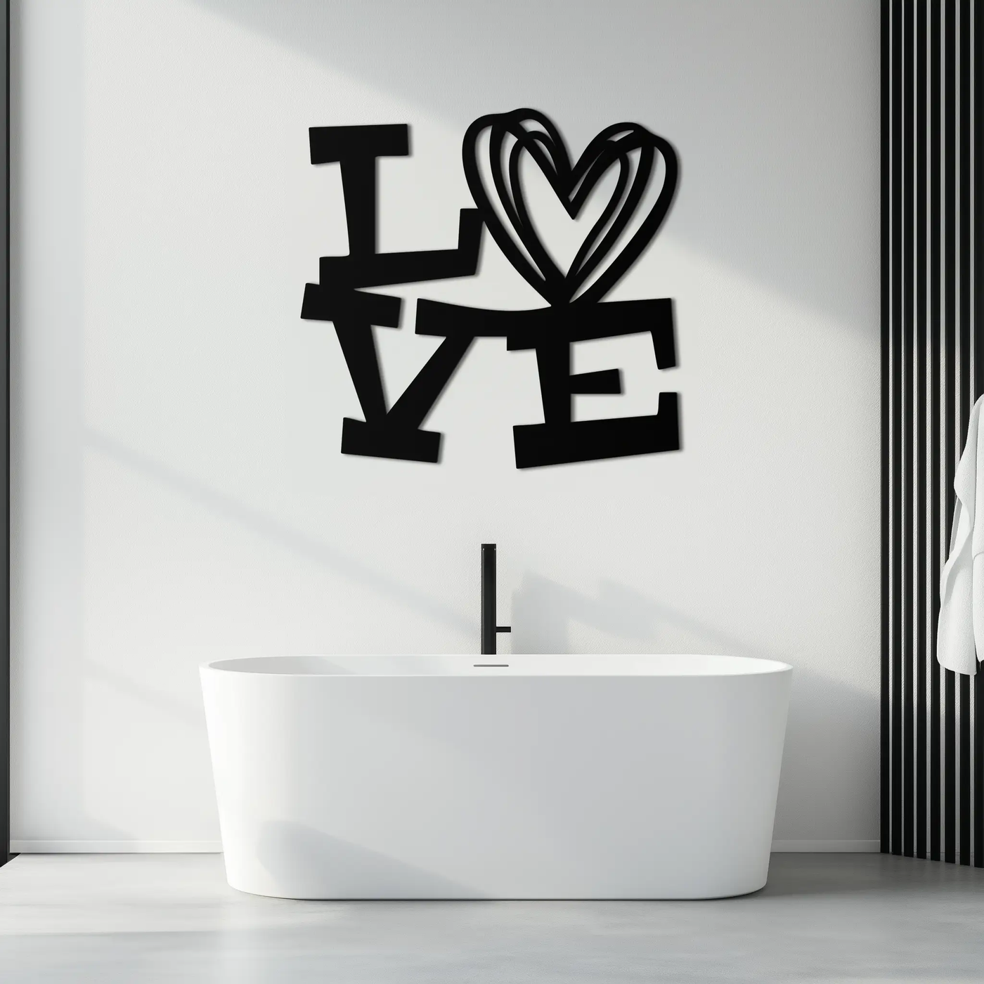 LOVE Heart Modern Metal Wall Art – Romantic Black Metal Wall Decor- KAF566 by Enova Art