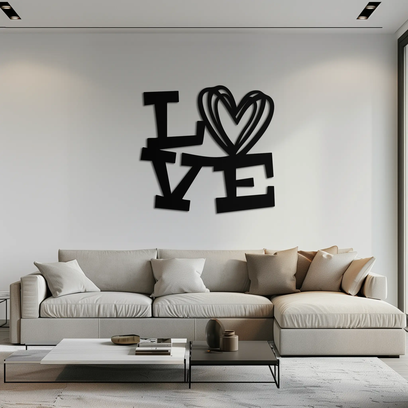 LOVE Heart Modern Metal Wall Art – Romantic Black Metal Wall Decor- KAF566 by Enova Art