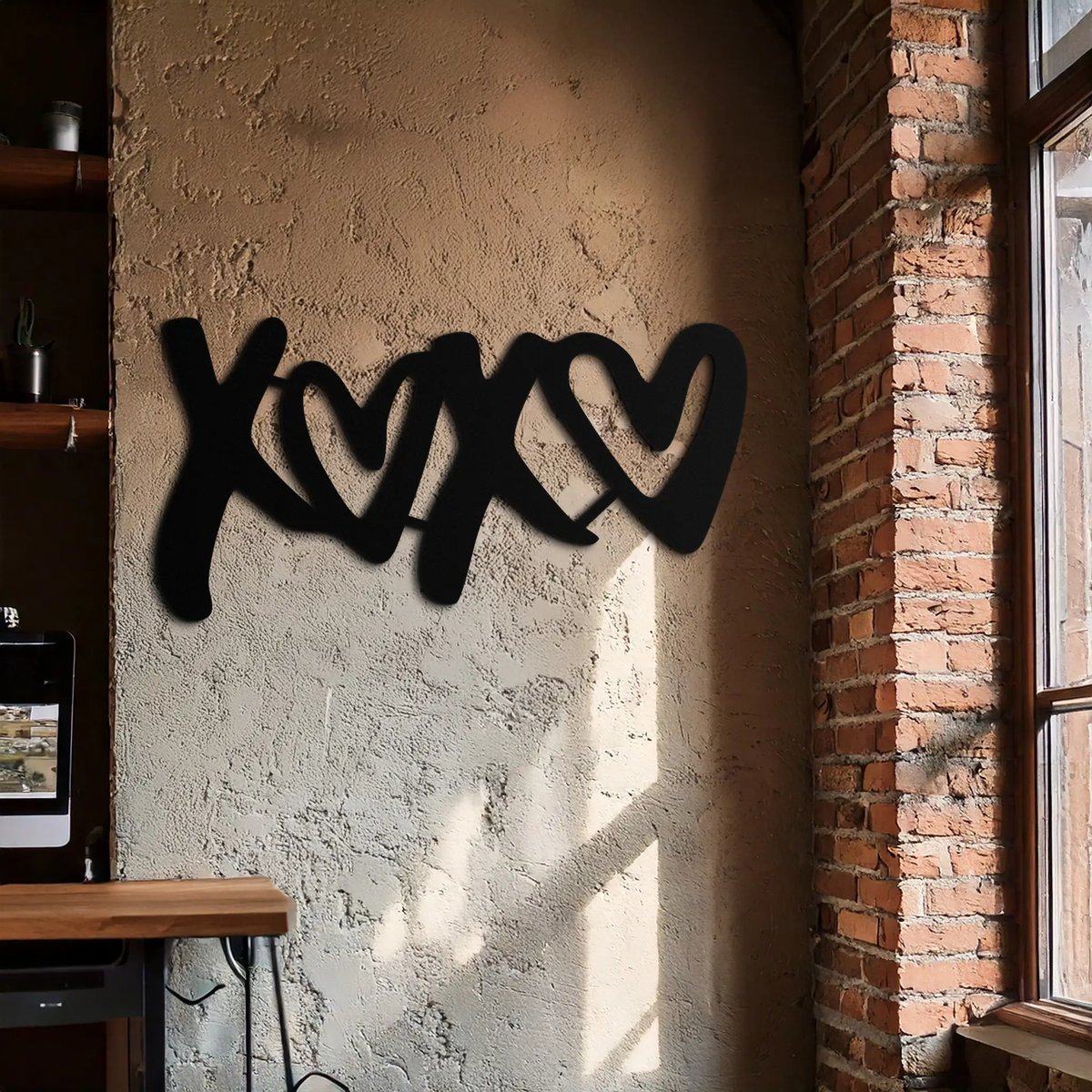 XOXO Love Hearts Metal Wall Art – Modern Romantic Black Home Decor- KAF567 by Enova Art