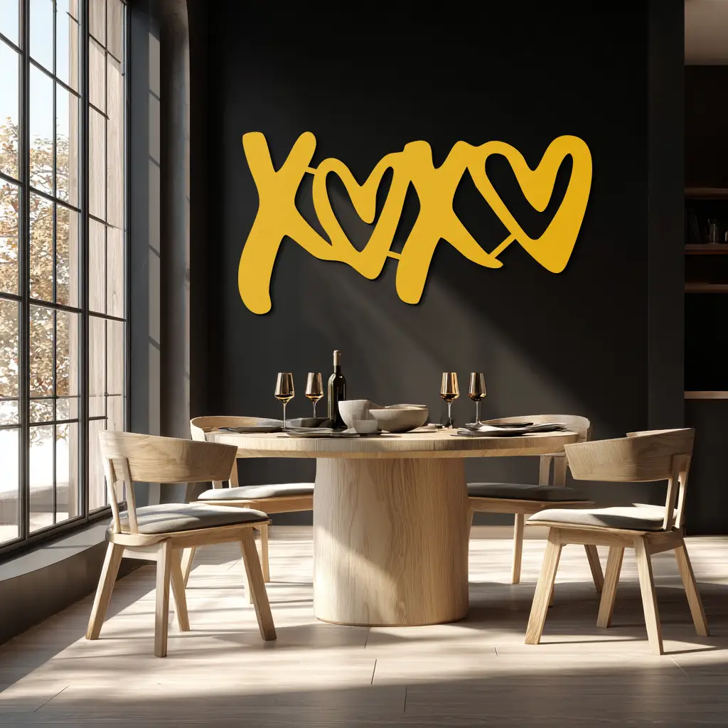 XOXO Love Hearts Metal Wall Art – Modern Romantic Black Home Decor- KAF567 by Enova Art