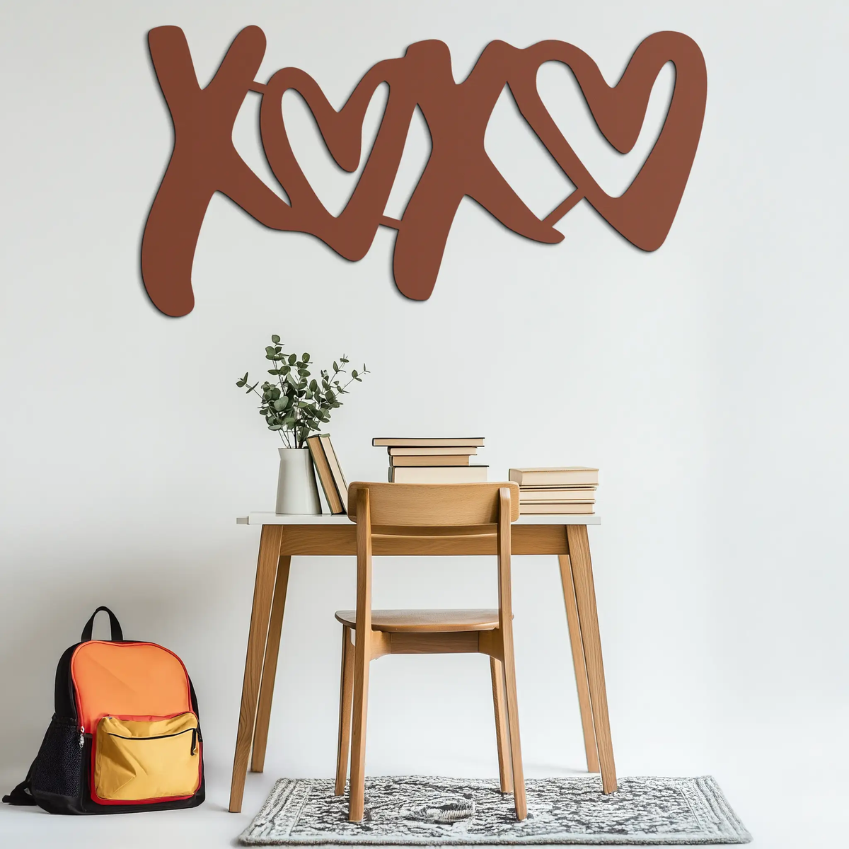 XOXO Love Hearts Metal Wall Art – Modern Romantic Black Home Decor- KAF567 by Enova Art