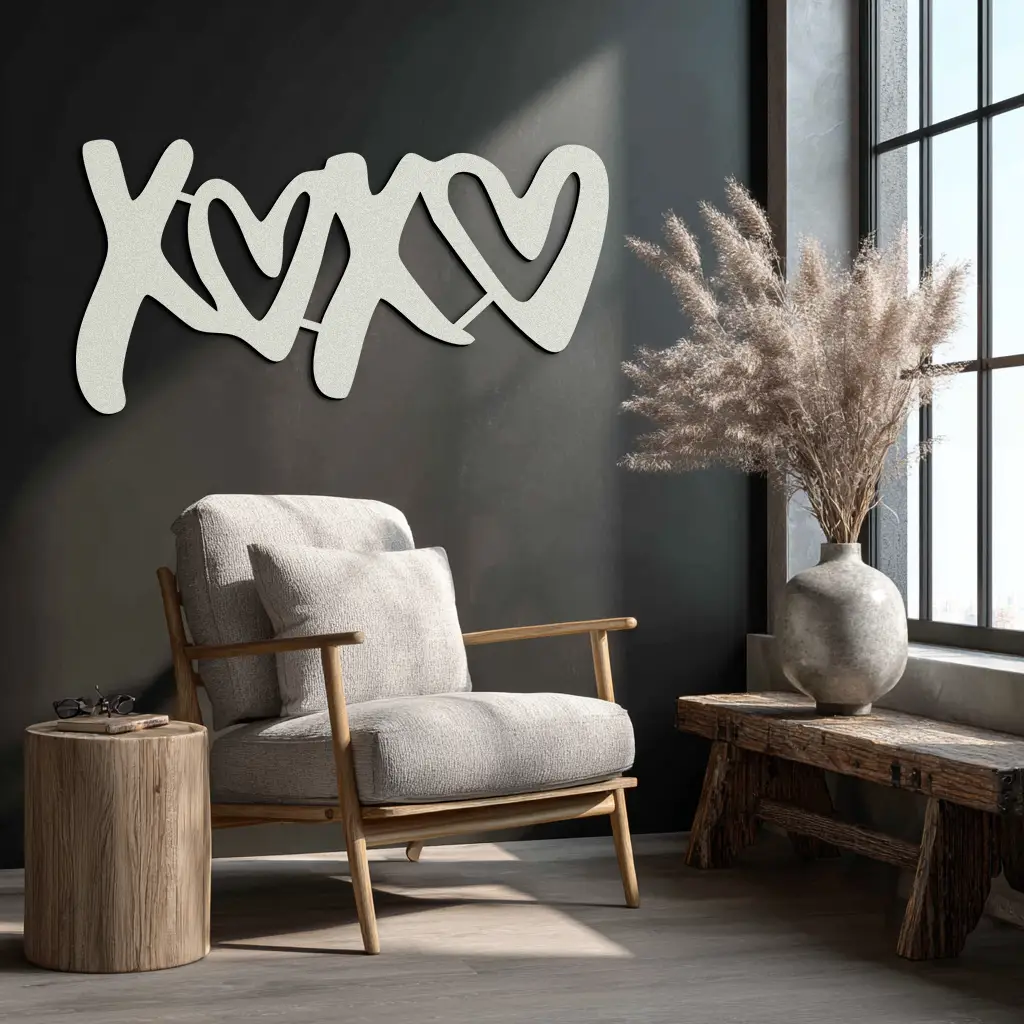 XOXO Love Hearts Metal Wall Art – Modern Romantic Black Home Decor- KAF567 by Enova Art