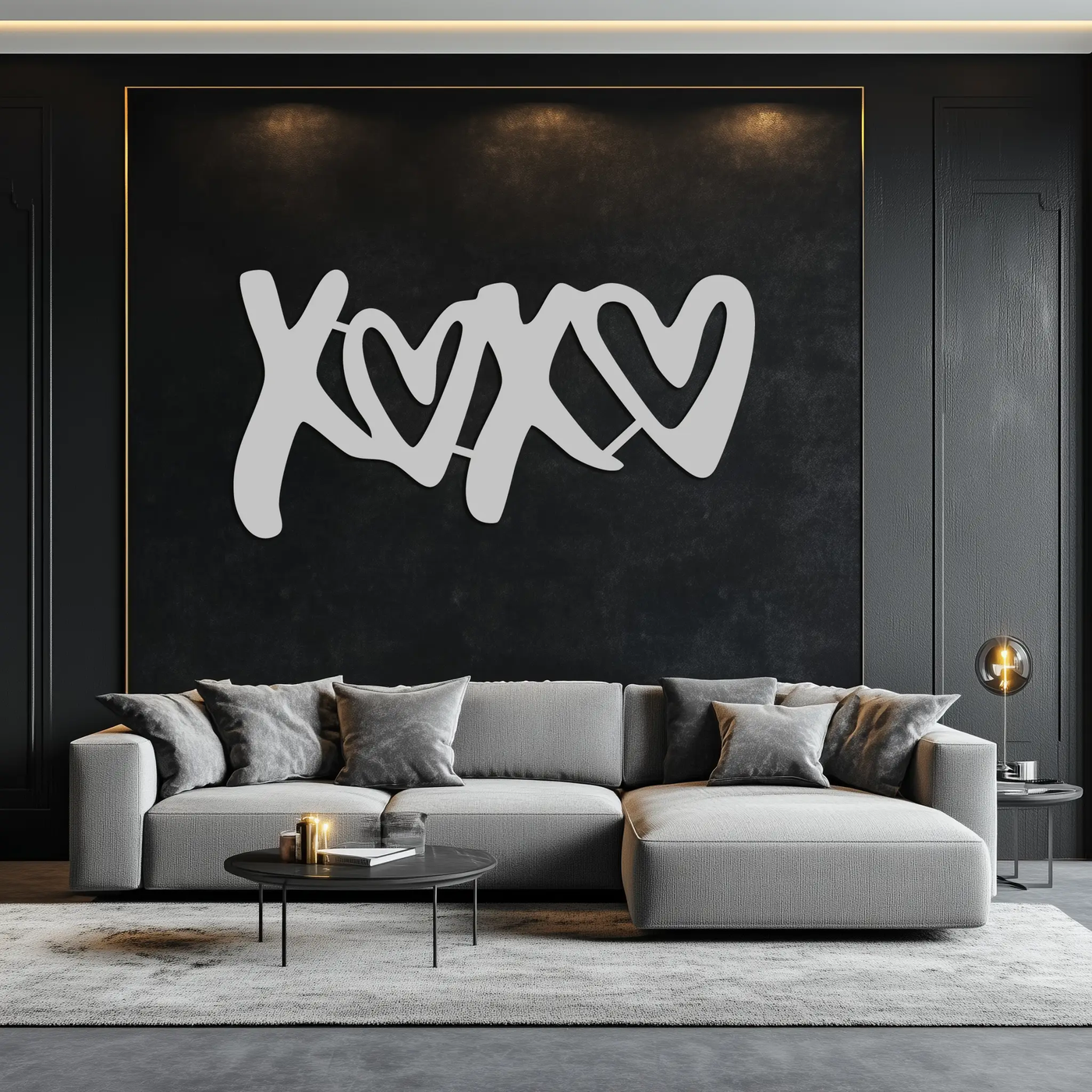 XOXO Love Hearts Metal Wall Art – Modern Romantic Black Home Decor- KAF567 by Enova Art
