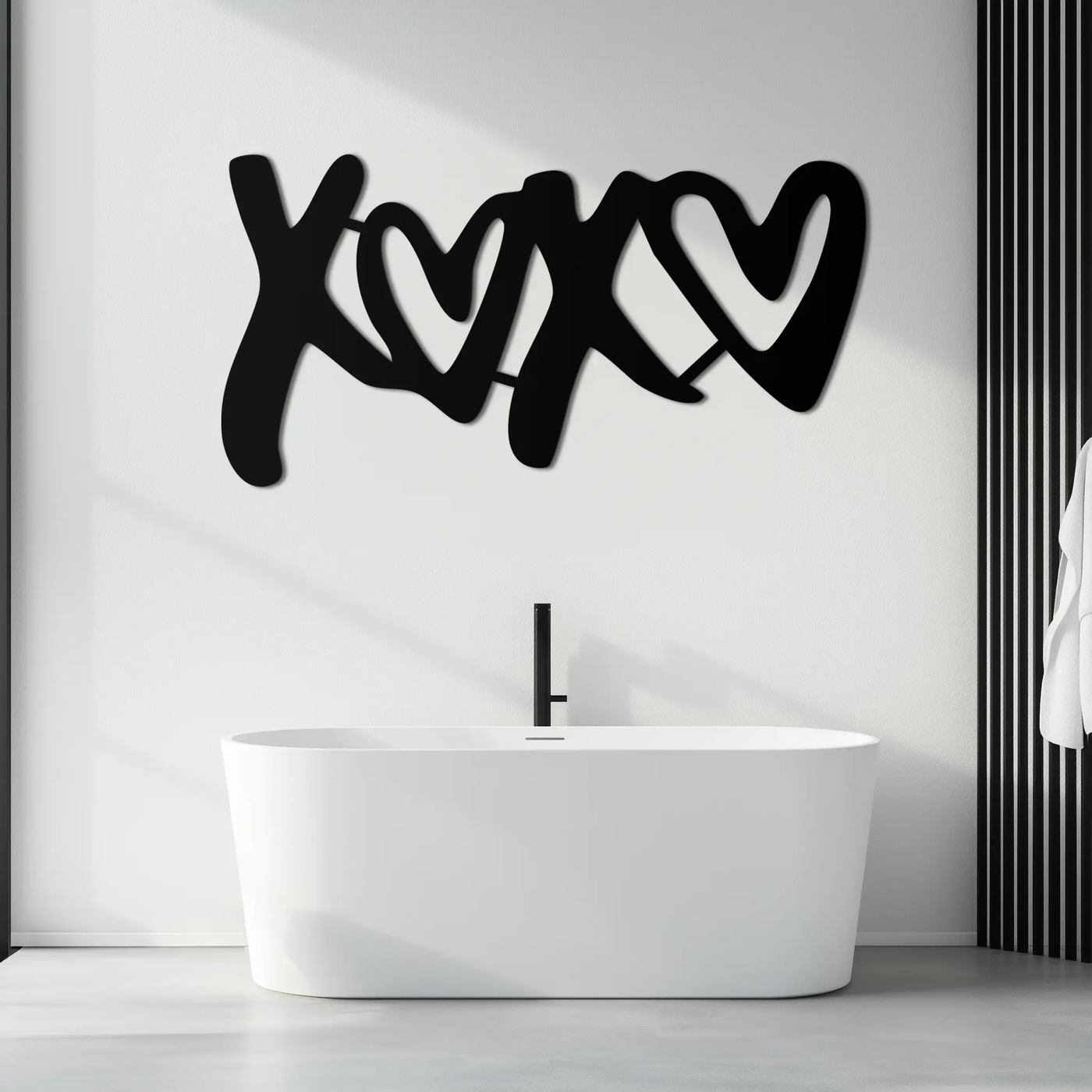 XOXO Love Hearts Metal Wall Art – Modern Romantic Black Home Decor- KAF567 by Enova Art
