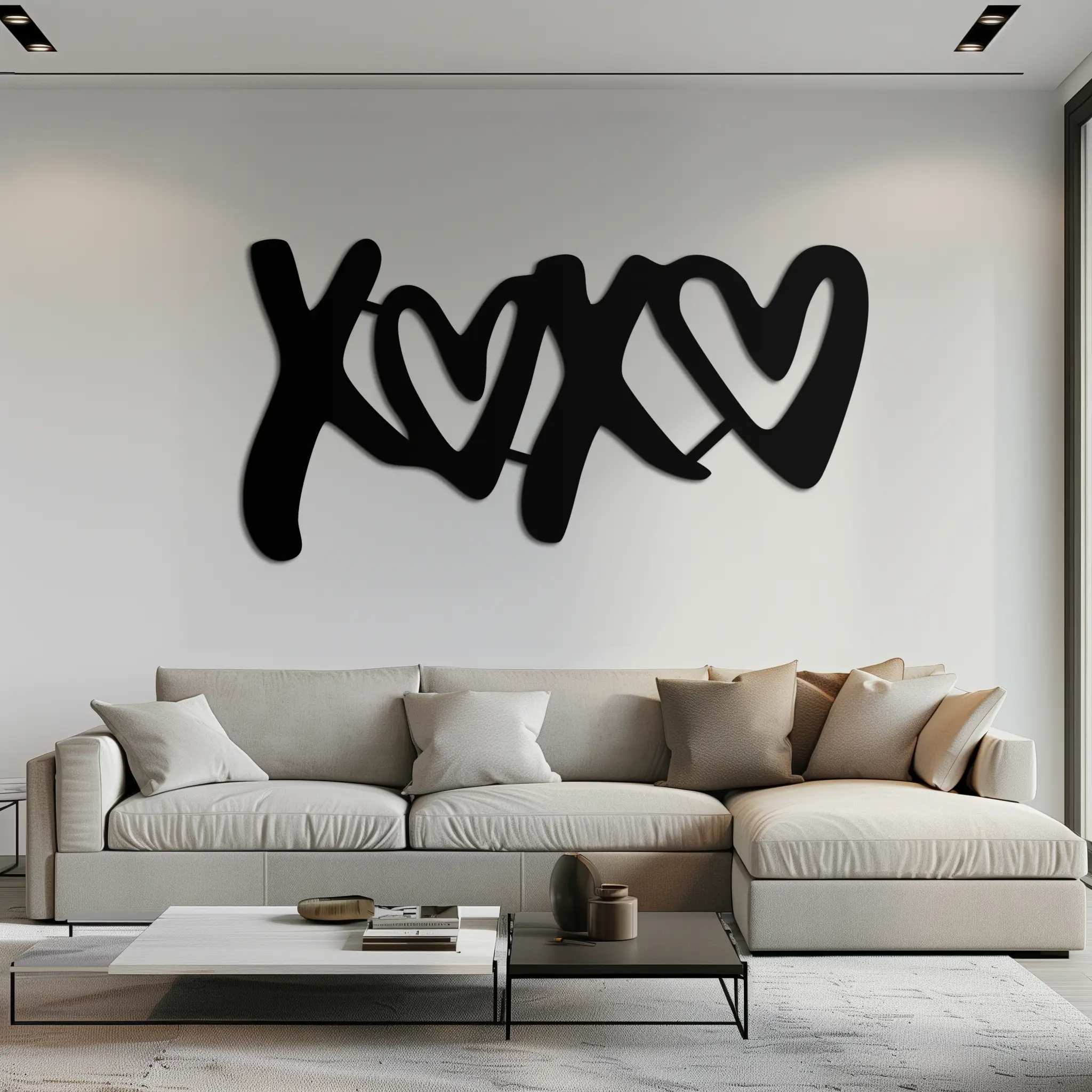 XOXO Love Hearts Metal Wall Art – Modern Romantic Black Home Decor- KAF567 by Enova Art