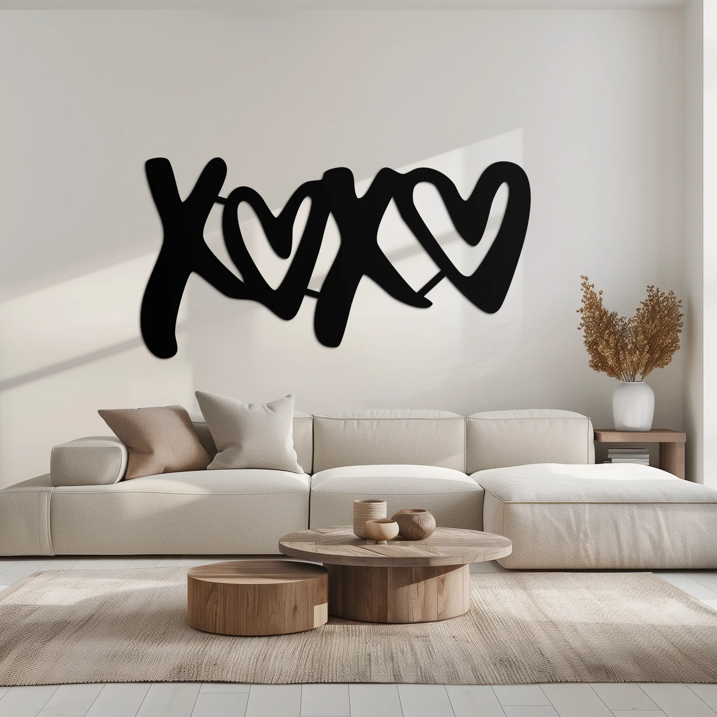 XOXO Love Hearts Metal Wall Art – Modern Romantic Black Home Decor- KAF567 by Enova Art