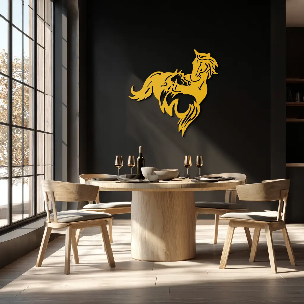Abstract Wild Horses Metal Wall Art – Dynamic Horse Silhouette Decor- KAF569 by Enova Art