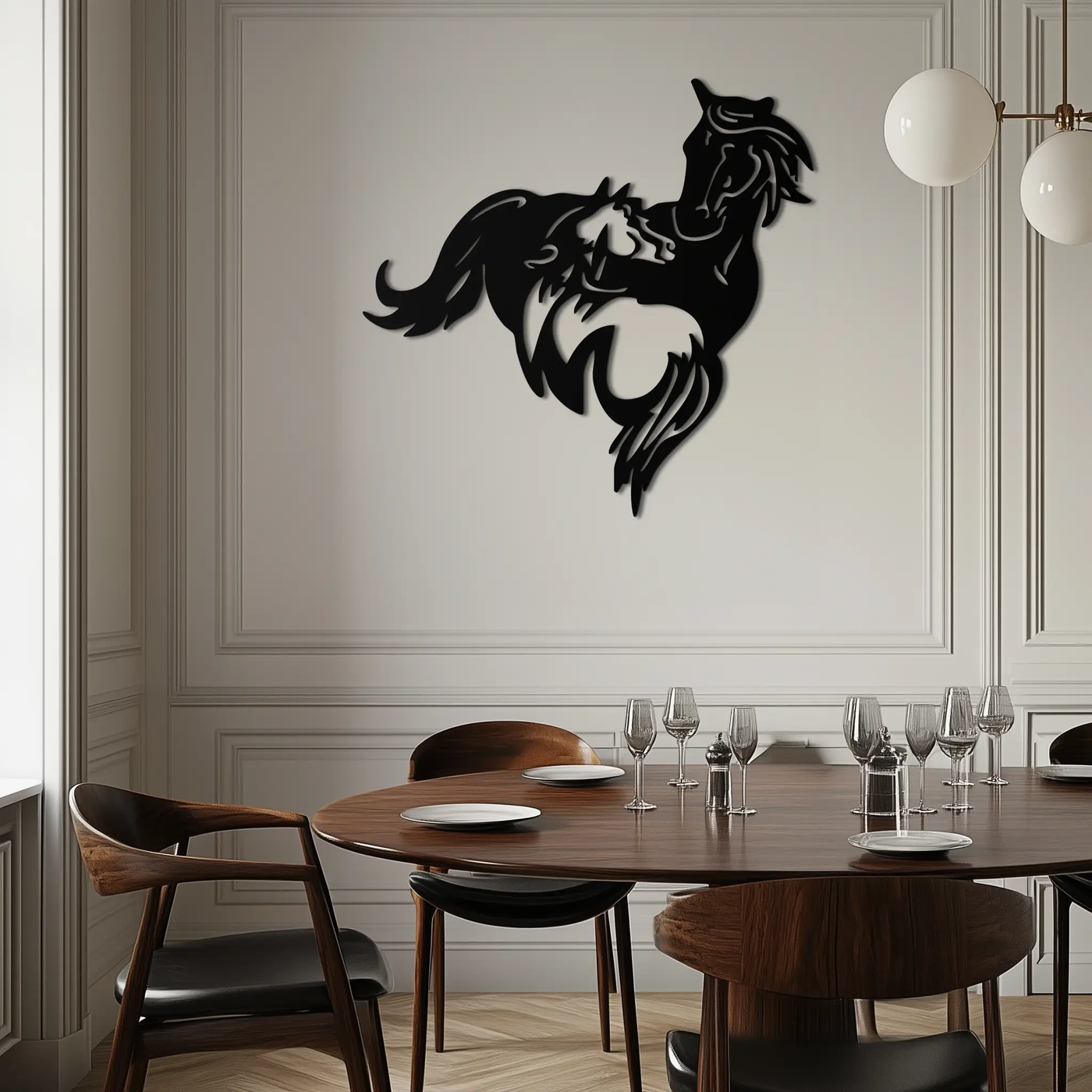 Abstract Wild Horses Metal Wall Art – Dynamic Horse Silhouette Decor- KAF569 by Enova Art