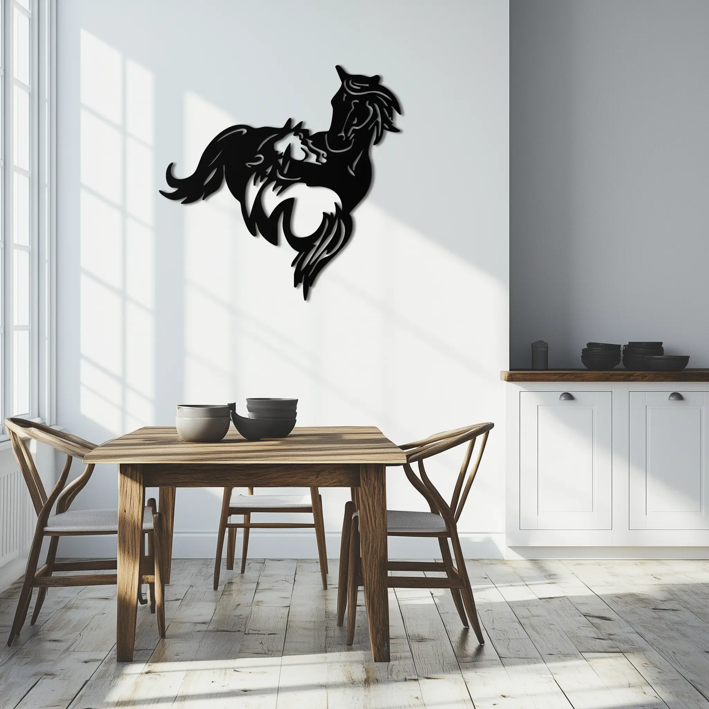 Abstract Wild Horses Metal Wall Art – Dynamic Horse Silhouette Decor- KAF569 by Enova Art