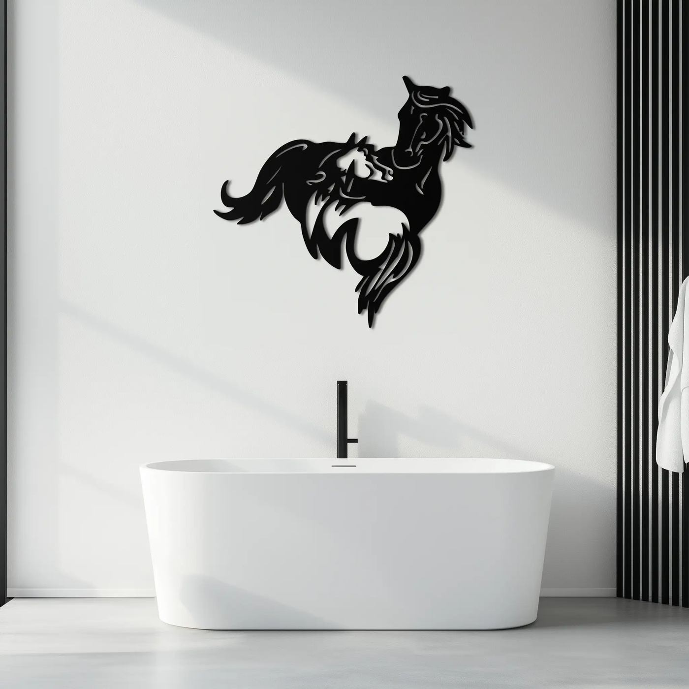 Abstract Wild Horses Metal Wall Art – Dynamic Horse Silhouette Decor- KAF569 by Enova Art
