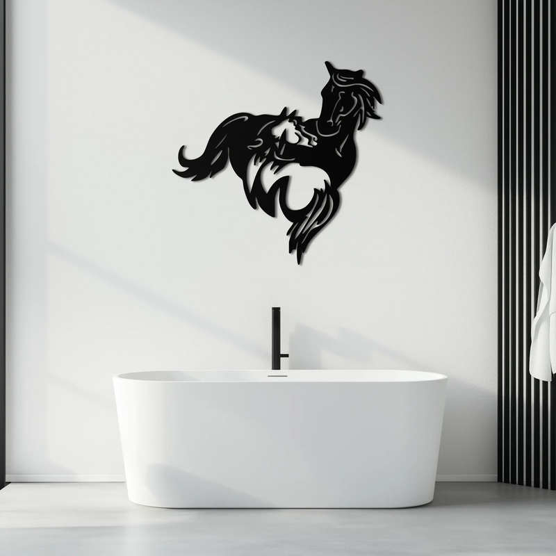 Abstract Wild Horses Metal Wall Art – Dynamic Horse Silhouette Decor- KAF569 by Enova Art