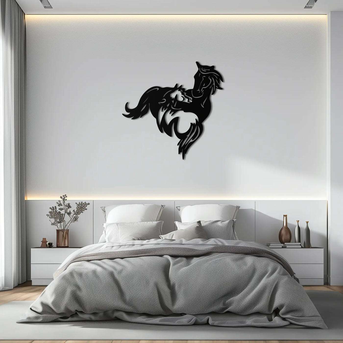 Abstract Wild Horses Metal Wall Art – Dynamic Horse Silhouette Decor- KAF569 by Enova Art
