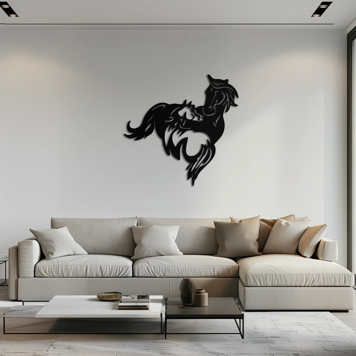 Abstract Wild Horses Metal Wall Art – Dynamic Horse Silhouette Decor- KAF569 by Enova Art