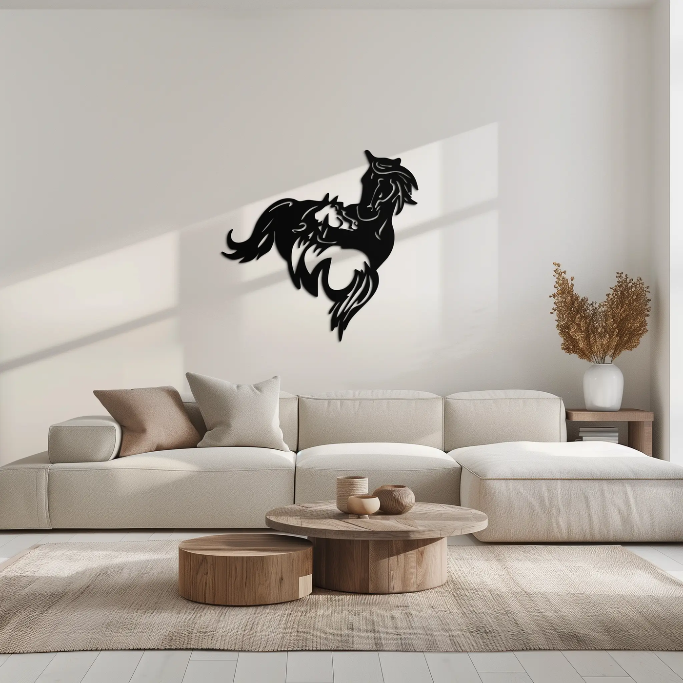 Abstract Wild Horses Metal Wall Art – Dynamic Horse Silhouette Decor- KAF569 by Enova Art