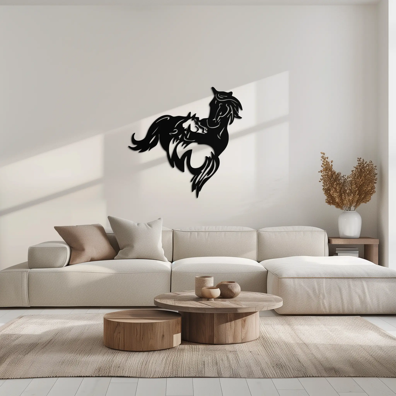 Abstract Wild Horses Metal Wall Art – Dynamic Horse Silhouette Decor- KAF569 by Enova Art