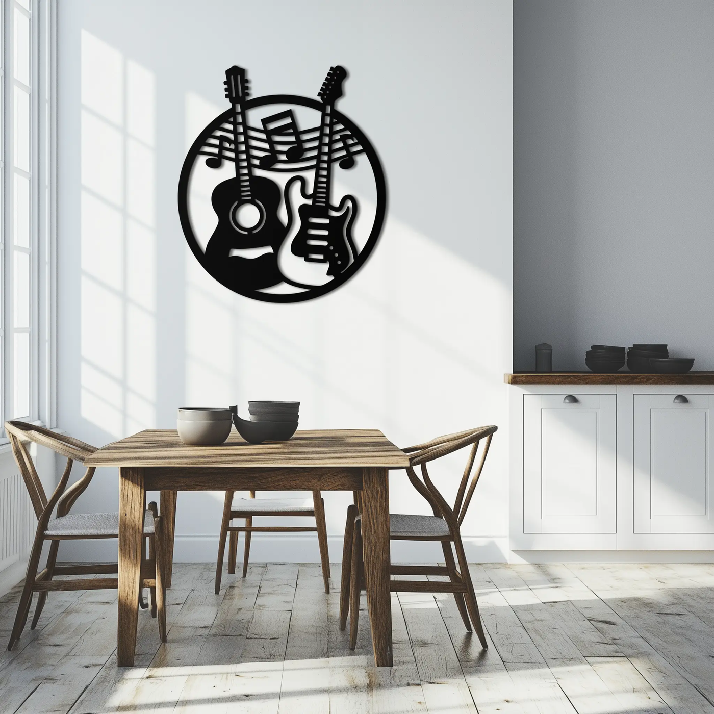 Musical Guitar Notes Metal Wall Art – Modern Musician Decor- KAF571 by Enova Art