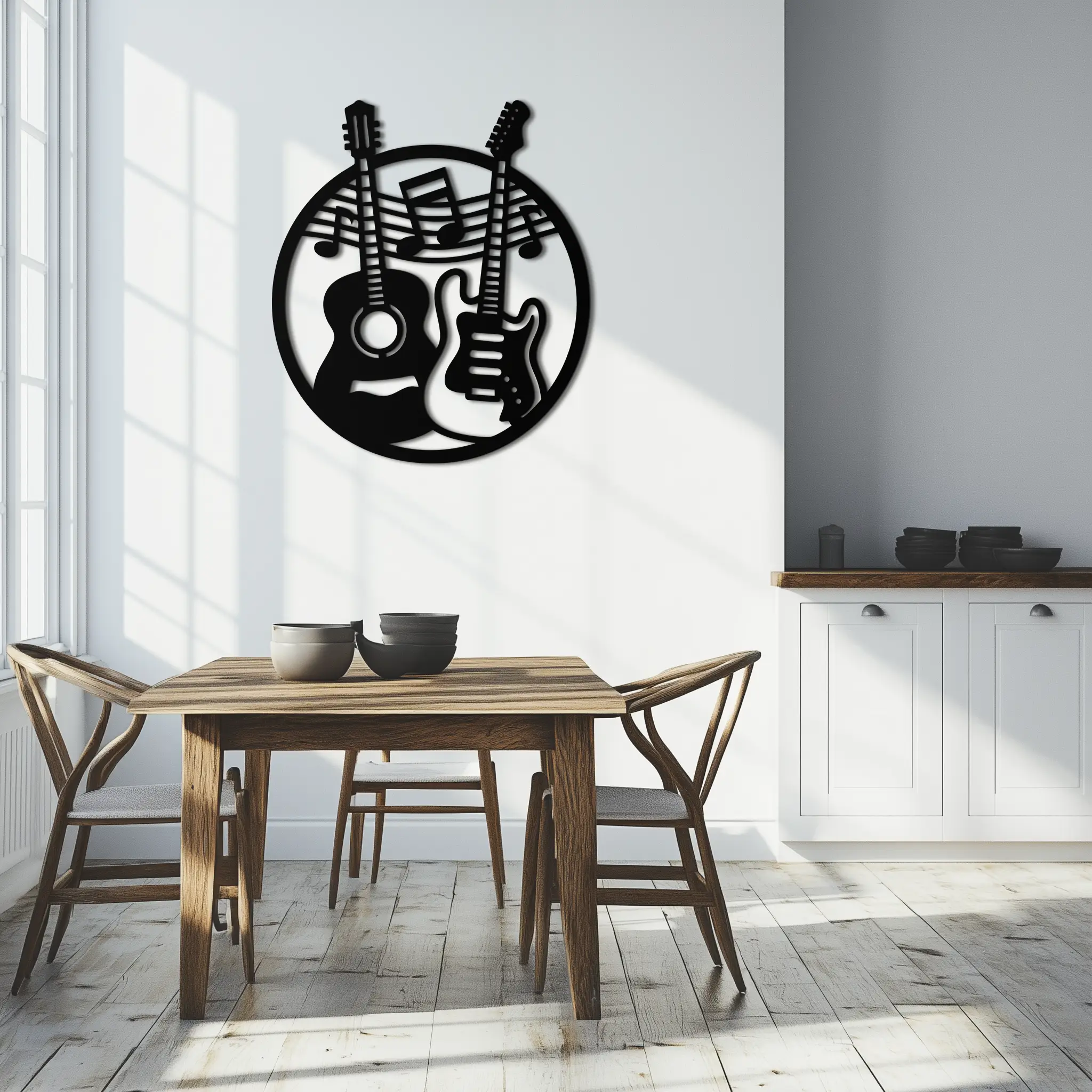 Musical Guitar Notes Metal Wall Art – Modern Musician Decor- KAF571 by Enova Art