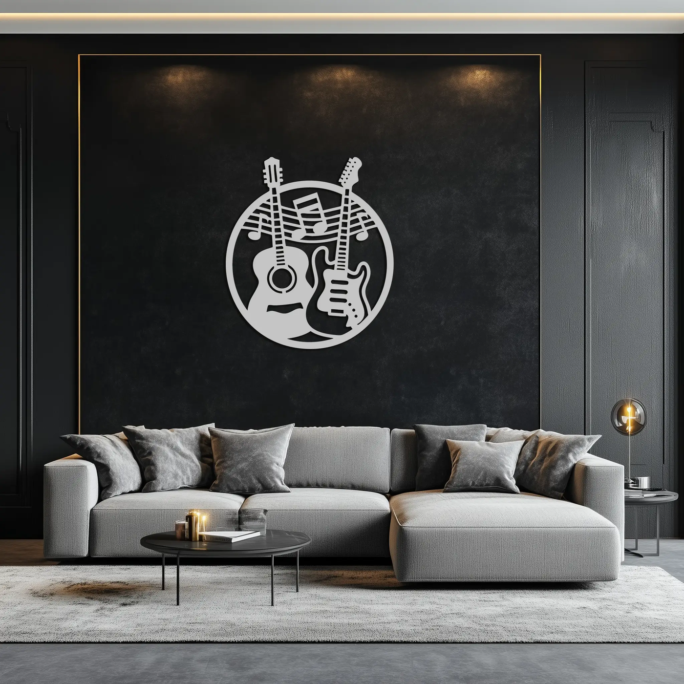Musical Guitar Notes Metal Wall Art – Modern Musician Decor- KAF571 by Enova Art