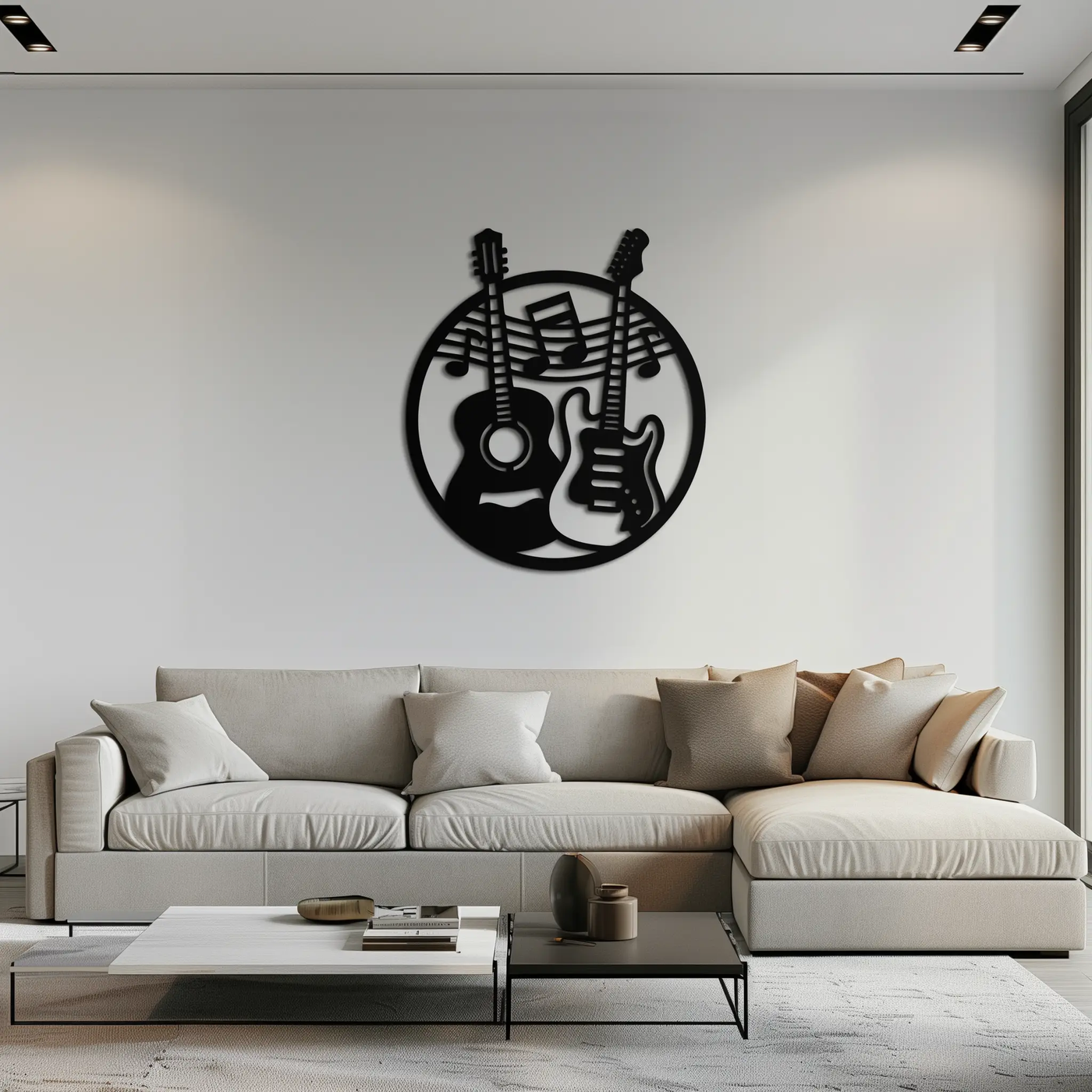Musical Guitar Notes Metal Wall Art – Modern Musician Decor- KAF571 by Enova Art