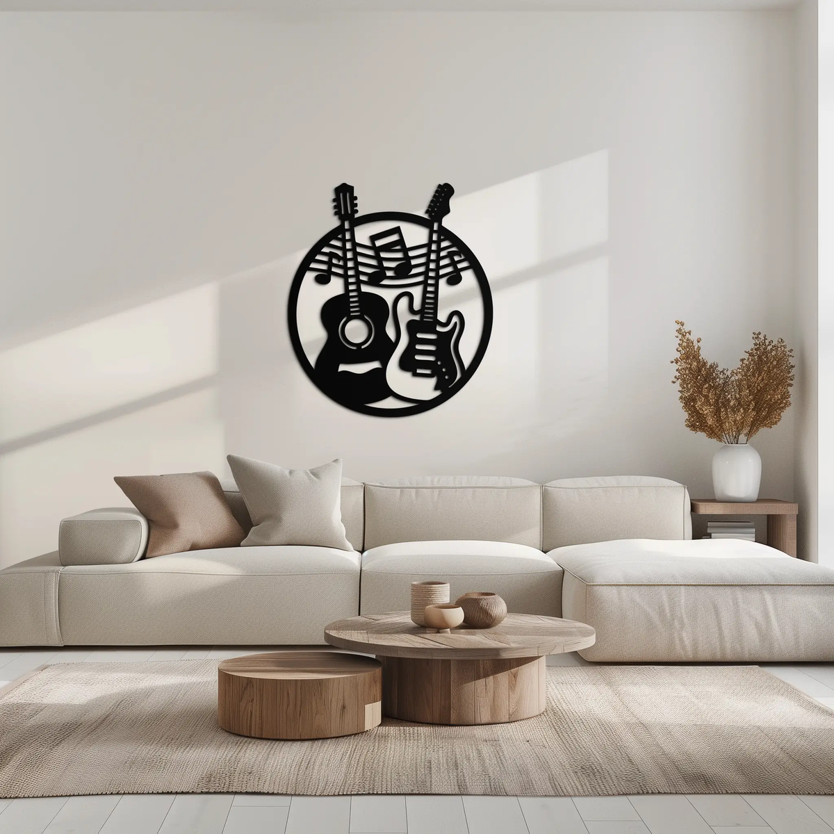 Musical Guitar Notes Metal Wall Art – Modern Musician Decor- KAF571 by Enova Art