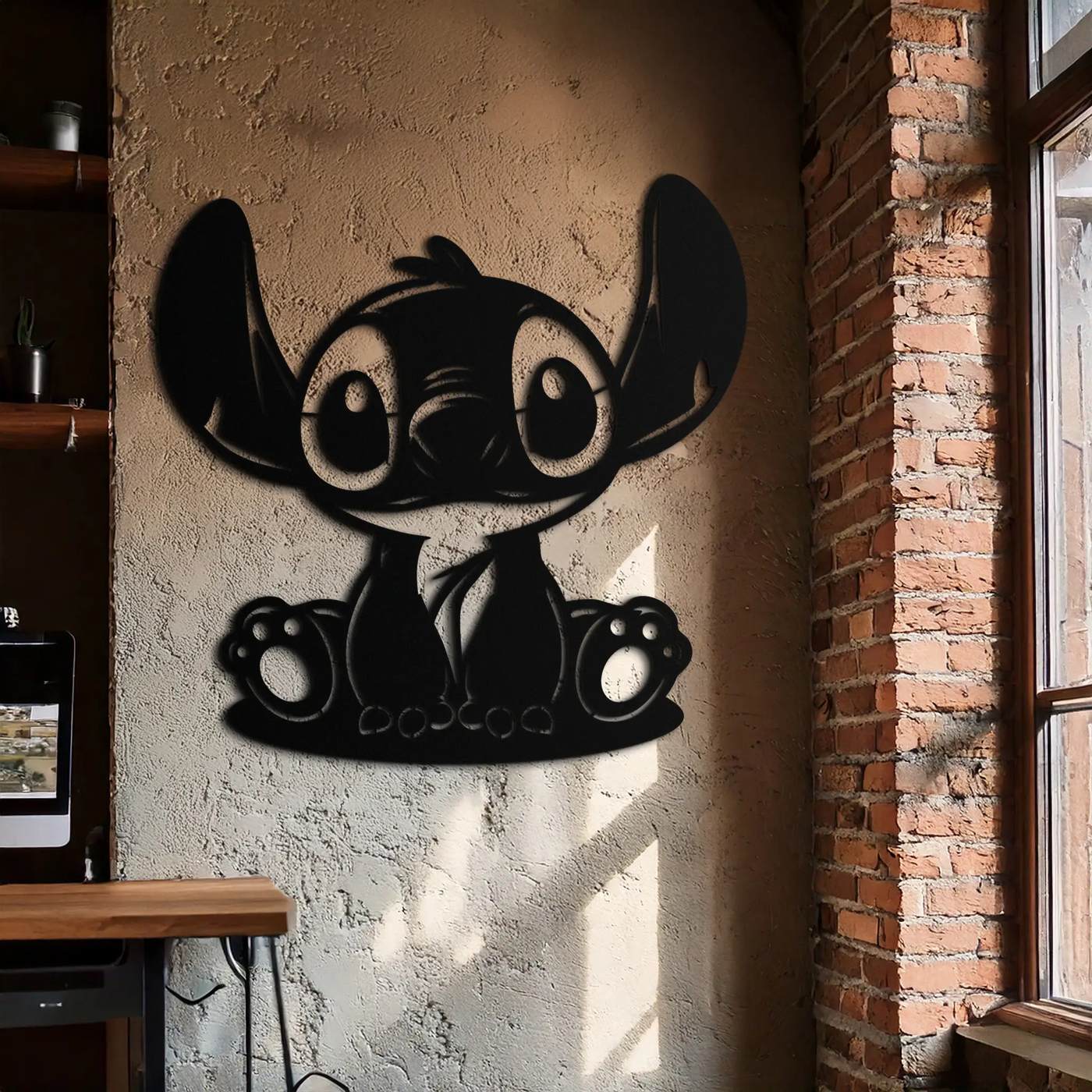 Cute Stitch Character Metal Wall Art - Adorable Cartoon Silhouette Decor- KAF572 by Enova Art