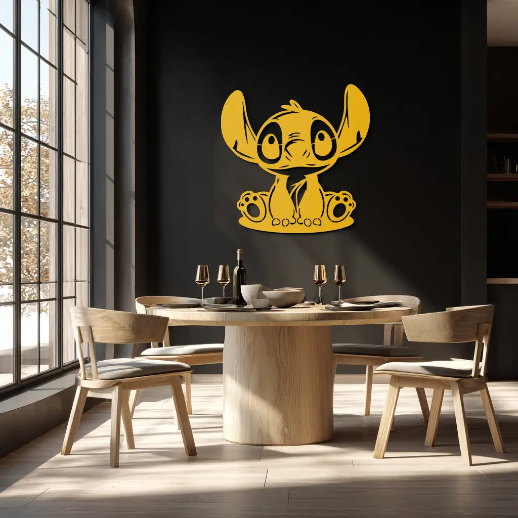 Cute Stitch Character Metal Wall Art - Adorable Cartoon Silhouette Decor- KAF572 by Enova Art