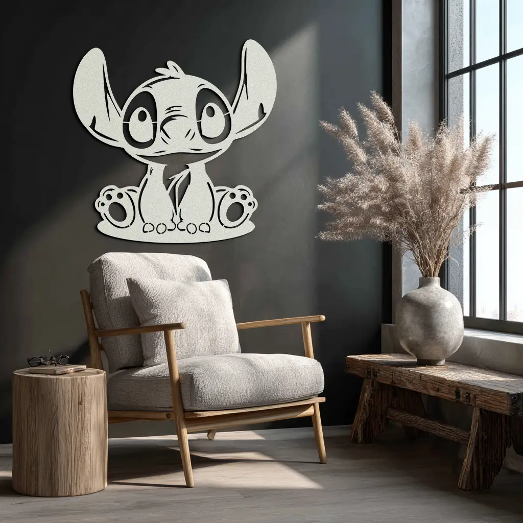 Cute Stitch Character Metal Wall Art - Adorable Cartoon Silhouette Decor- KAF572 by Enova Art