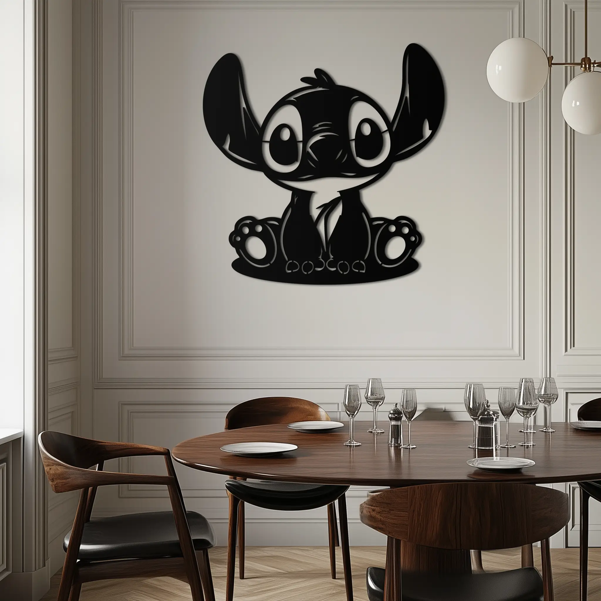 Cute Stitch Character Metal Wall Art - Adorable Cartoon Silhouette Decor- KAF572 by Enova Art